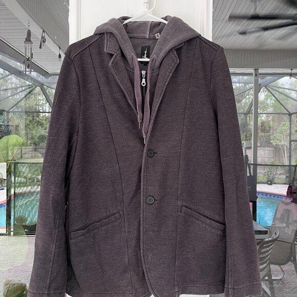 Gray Hooded Blazer Sweater Jacket -- Size M - Picture 1 of 4